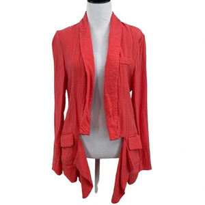 W118 by Walter Baker Open Front Jacket Women Size Small Coral Orange Long Sleeve